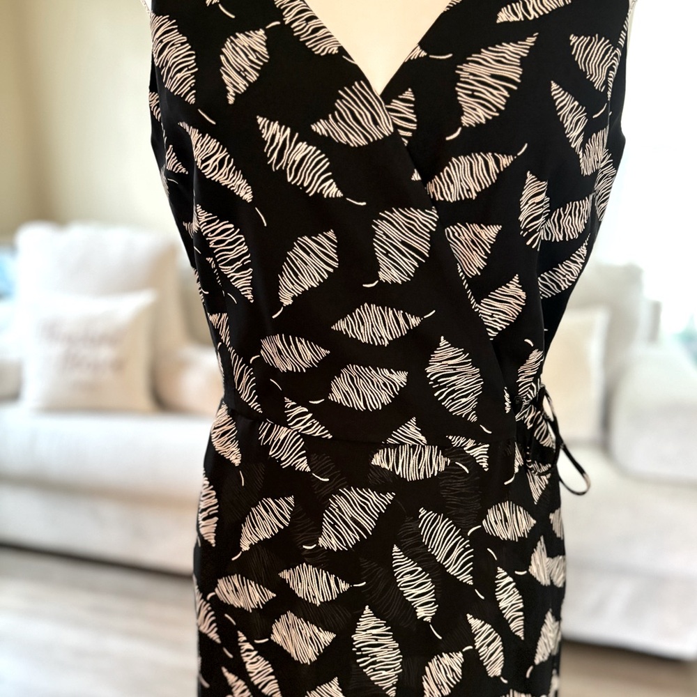 Mario Balthazar Black & Cream Sleeveless Full Wrap Dress Size 10 - Picture 5 of 12